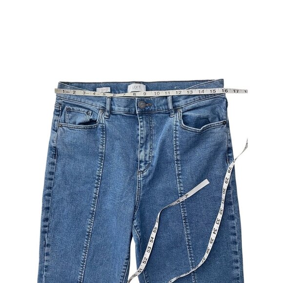 Loft Straight Leg Pintuck Seam Crease Jeans Casual 12 - Picture 8 of 11